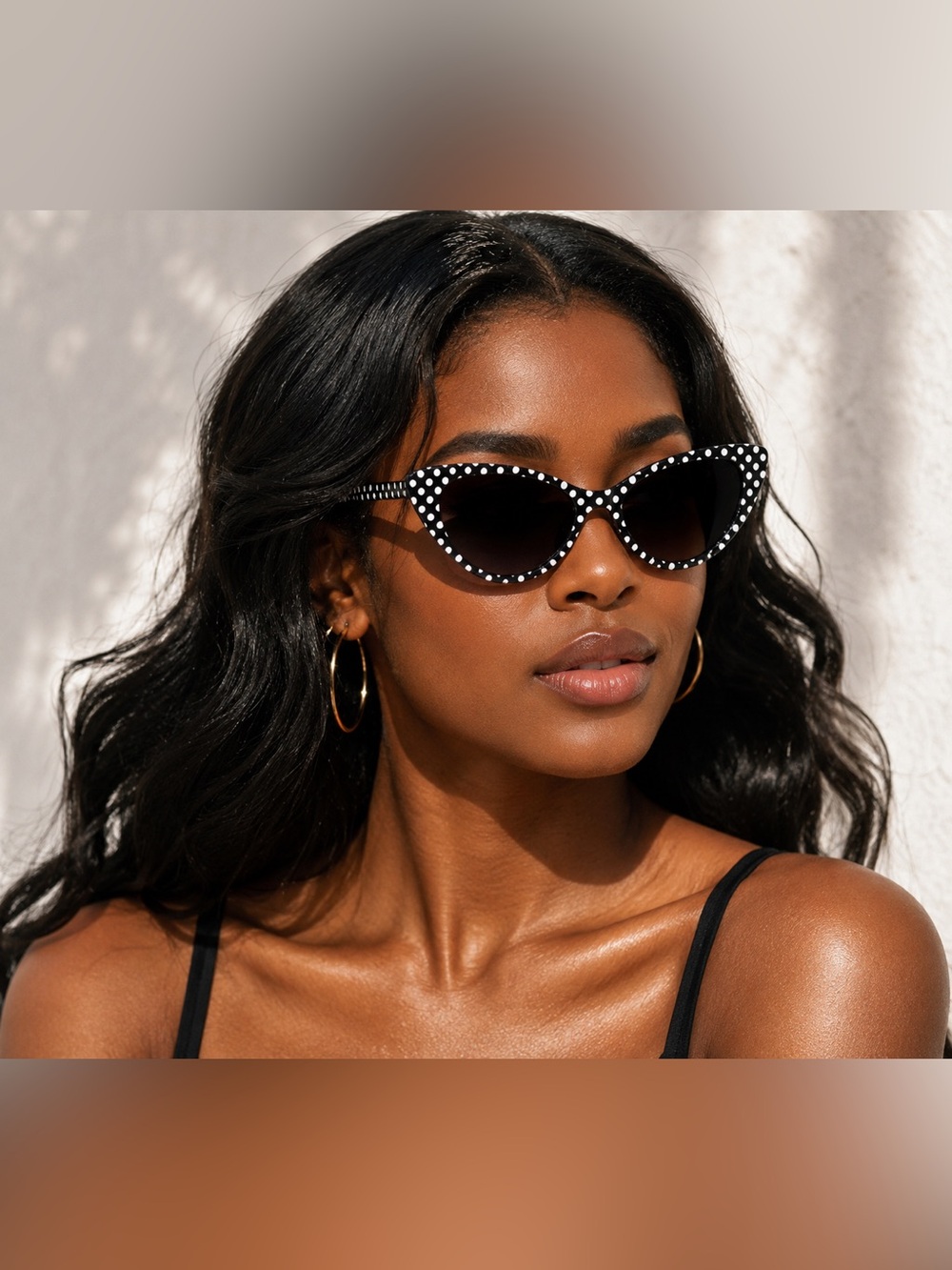 Black Cat Eye Polka Dot Sunglasses | Retro Chic Oversized Shades Women’s Fashion